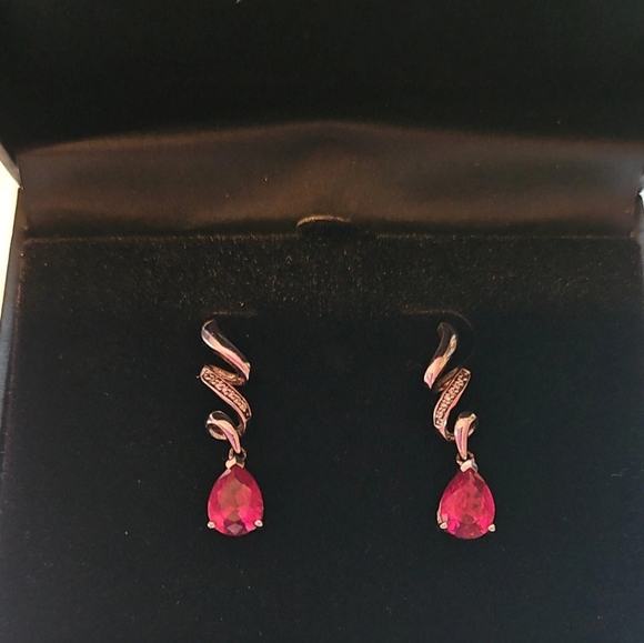 Ruby and Diamond Earrings - Picture 2 of 3